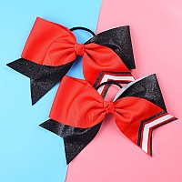 Deeka 8Pcs 8 Two Toned Large Glitter Cheer Bows Shiny Cheer Hair Bows Ponytail Holder Handmade For Cheerleader Girls Softball S