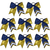 Deeka 8Pcs 8 Two Toned Large Glitter Cheer Bows Shiny Cheer Hair Bows Ponytail Holder Handmade For Cheerleader Girls Softball S