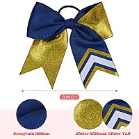 Deeka 8Pcs 8 Two Toned Large Glitter Cheer Bows Shiny Cheer Hair Bows Ponytail Holder Handmade For Cheerleader Girls Softball S