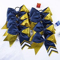 Deeka 8Pcs 8 Two Toned Large Glitter Cheer Bows Shiny Cheer Hair Bows Ponytail Holder Handmade For Cheerleader Girls Softball S