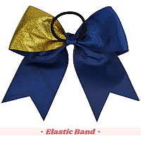 Deeka 8Pcs 8 Two Toned Large Glitter Cheer Bows Shiny Cheer Hair Bows Ponytail Holder Handmade For Cheerleader Girls Softball S