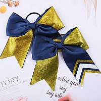 Deeka 8Pcs 8 Two Toned Large Glitter Cheer Bows Shiny Cheer Hair Bows Ponytail Holder Handmade For Cheerleader Girls Softball S