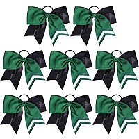 Deeka 8Pcs 8 Two Toned Large Glitter Cheer Bows Shiny Cheer Hair Bows Ponytail Holder Handmade For Cheerleader Girls Softball S