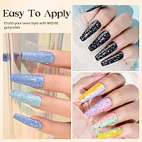 Mizhse Glitter Top Coat Gel Nail Polish Sparkly Shiny Silver No Wipe Top Coat Glitter Gel Polish Soak Off U V Led Nail Polish F