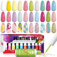 Clara Colors Gel Manicure Gel Liner Set 20 Color Purple Pink Green Gel Nail Polish For Swirl French Tip Painting Design Built N