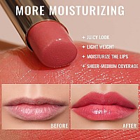 Oulac Coral Peach Red Lipstick For Women Moisturizing Lip Stick Red Glossy Tinted Lip Balm Sheer Shine Juicy Finish Lightwe