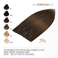 Clip in Hair Extensions 70G Medium Brown 100% Remy Human Hair Clip in Extensions Soft Silky Straight 7pcs 16clips One Pack(12 Inch #4)