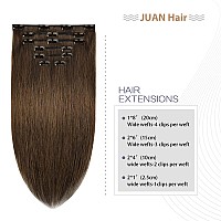 Clip in Hair Extensions 70G Medium Brown 100% Remy Human Hair Clip in Extensions Soft Silky Straight 7pcs 16clips One Pack(12 Inch #4)