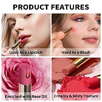 Oulac Peach Matte Lipstick For Women Lipstick Blush Duo Creamy Soft Satin Finish Lipsticks Moisturising Formula Rich Color