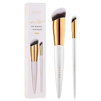 Docolor Concealer Brush And Foundation Brush For Liquid Makeup 2Pcs Angled Kabuki Blending Makeup Brush Perfect For Liquid Crea