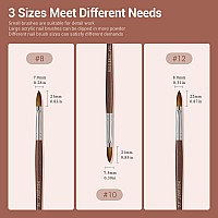 Modelones Kolinsky Sable Acrylic Nail Art Brush Red Wood Pen Nail Brush for Nail Art Professional Manicure Tool small summer gifts for women (10#)