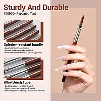 Modelones Kolinsky Acrylic Nail Brush Pure Kolinsky Hair Acrylic Red Wood Handle with Sturdy Alloy Tube Round Shaped Nail Brush for Nail Art Manicure Tool (Size 12#)