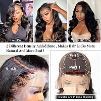 13x6 Lace Front Wigs Human Hair 180 Density, 24 Inch Hd Transparent Lace Front Wigs Human Hair Pre Plucked, Glueless Body Wave Frontal Wigs Human Hair Hd Lace With Baby Hair, Bleached Knots, Natural Color