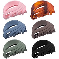 Large Hair Claw Clips for Thick Hair, 3.25 Inch Hair Clips for Women Girls Kids, Strong Matte Flower Clips Jaw Clip for Fine Hair/Thick Hair, Non Slip Hair Clamps with Gift Box (6 Packs) (Multi-color)