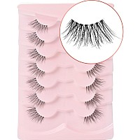 Onlyall Half Lashes Natural Look False Eyelashes Mink Wispy Lashes Clear Band Eye Lashes Pack Half Lash Corner Lashes 3D Mink Lashes 7 Pairs C05