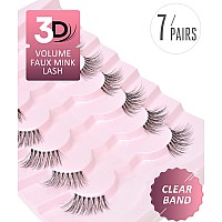 Onlyall Half Lashes Natural Look False Eyelashes Mink Wispy Lashes Clear Band Eye Lashes Pack Half Lash Corner Lashes 3D Mink Lashes 7 Pairs C05