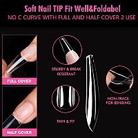 Una Gella Long Coffin Nail Tips 216Pcs Clear Long Coffin Gel X Nail Tips False Fake Press On Nails Tips Full Cover Acrylic Nail