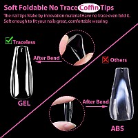 Una Gella Long Coffin Nail Tips 216Pcs Clear Long Coffin Gel X Nail Tips False Fake Press On Nails Tips Full Cover Acrylic Nail