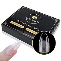 Una Gella Almond Gel X Nail Tips 600 Pcs Prefiled Almond Nail Tips Full Cover Nail Tips Press On Nails 12 Sizes Half Matte Clea