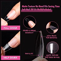 Una Gella Almond Gel X Nail Tips 600 Pcs Prefiled Almond Nail Tips Full Cover Nail Tips Press On Nails 12 Sizes Half Matte Clea