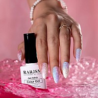 Rarjsm Pearl Gel Nail Polish Set 6 Colors Pearlescent Shell Glitter White Gold Pink Green Purple Shimmer Mermaid Nail Polish Soa