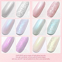 Rarjsm Pearl Gel Nail Polish Set 6 Colors Pearlescent Shell Glitter White Gold Pink Green Purple Shimmer Mermaid Nail Polish Soa