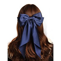 Furling Pompoms Hair Bows For Womenlarge Satin Silky Hair Bow Clips Ribbon Long Tail French Barrette Hair Clamps Girls Hair Acc