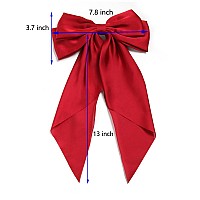 Furling Pompoms Hair Bows For Womenlarge Satin Silky Hair Bow Clips Ribbon Long Tail French Barrette Hair Clamps Girls Hair Acc