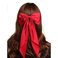 Furling Pompoms Hair Bows For Womenlarge Satin Silky Hair Bow Clips Ribbon Long Tail French Barrette Hair Clamps Girls Hair Acc