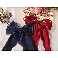 Furling Pompoms Hair Bows For Womenlarge Satin Silky Hair Bow Clips Ribbon Long Tail French Barrette Hair Clamps Girls Hair Acc