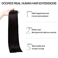 Doores Seamless Clip In Hair Extensions Natural Black 22 Inch 110G 7Pcs Hair Extensions Clip In Real Human Hair Remy Hair Exte