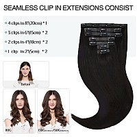 Doores Seamless Clip In Hair Extensions Natural Black 22 Inch 110G 7Pcs Hair Extensions Clip In Real Human Hair Remy Hair Exte