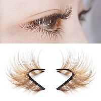 Outopen 10 Pairs Brown Eyelashes Blonde Colored Lashes Wispy Halloween Eye Lashes Cosplay Makeup Natural Looking Masquerade Part