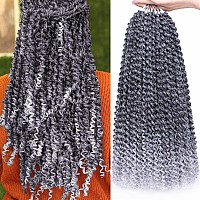 Leeven 7 Packs Ombre Grey Water Wave Crochet Hair For Passion Twist 18 Inch Long Bohemian Passion Twists Braids Hair For Butterf