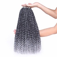 Leeven 7 Packs Ombre Grey Water Wave Crochet Hair For Passion Twist 18 Inch Long Bohemian Passion Twists Braids Hair For Butterf