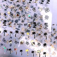 6 Sheets Gold Nail Stickers Diy Nail Art Supplies For Women 3D Self Adhesive Flower Nail Art Stickers Black Gold Laser Sum