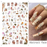 5 Sheets French Nail Art Stickers Flowers Leaves Nail Decals 3D Selfadhesive Nail Art Supplies Colorful Wavy Stripe Lines Abs