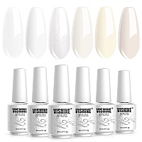 Vishine Milky White Gel Nail Polish Set Of 6 French White Cold White Colors Collection Uv Led Nail Gel Kit For Home Diy Nail Sal