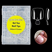 Inenk Soft Gel Toe Nail Tips For Soak Off Gel Extension Systems Short Preshaped Full Cover False Toenails Gel Tips Clear Press