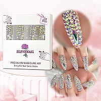 Elevenail Press On Nails Full Cover Luxurious 3D Crystal False Nails Super Extra Long Stiletto Diamonds Art Decoration Fake Nail