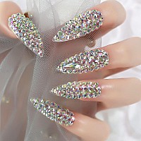 Elevenail Press On Nails Full Cover Luxurious 3D Crystal False Nails Super Extra Long Stiletto Diamonds Art Decoration Fake Nail