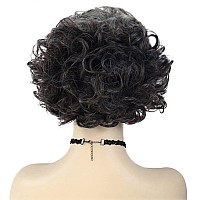 Gnimegil Short Black Grey Curly Hair Synthetic Womens Costume Party Gifts Mommy Wig Old Lady Wig