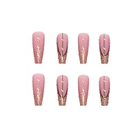 Yoyoee Long Luxury False Nails Tips Coffin Press On Nails Acrylics Full Cover Pink French Fake Nails Galaxy Nails Tips For Wom