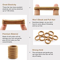 100 Pcs Thick Seamless Hair Ties Ponytail Holders Hair Accessories No Damage For Thick Hair Light Brown Colors