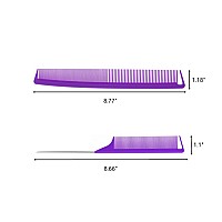 3Pcs Rat Tail Combs and 3 Pcs Cutting Combs,Barber Styling Combs for Women,Anti Static Heat Resistant Hairdressing Comb (Purple-6Pcs)