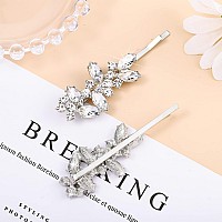 Waydress 4 Piece Hair Clip Set Delicate Rhinestone Style Leaf Wedding Hairpins For Bridal Elegant Pearl Crystal Barrettes Wo