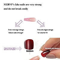 Mervf Long Press On Nails Coffin Fake Nails Pink French Tip Ballerina Glue On Nails Ombre Acrylic Nails Glossy 24Pcs False Nails