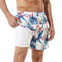 BRISIRA Swim Trunks Men Quick Dry Swim Shorts 5 inch Inseam Stretch Water Beach Shorts with compression Liner Zipper Pocket