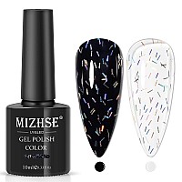 Mizhse Rainbow Glitter Top Gel Polish Shimmer Holographic Gel Top Shiny Uv Led Soak Off Nail Gel For Nail Salon Diy At Home 10M