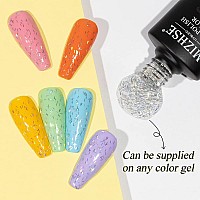 Mizhse Rainbow Glitter Top Gel Polish Shimmer Holographic Gel Top Shiny Uv Led Soak Off Nail Gel For Nail Salon Diy At Home 10M